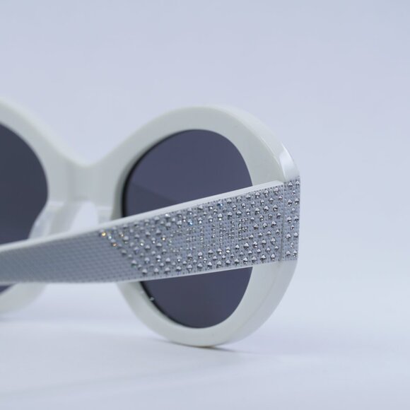 Celine CL4240IS 25A Sunglasses Shiny Ivory with Silver Studs Embellishment Frame - Picture 5 of 12
